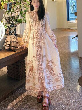 Zimmermann Indra Plunge Midi Dress